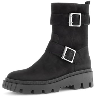 Gabor Damen Biker Boots, Frauen Stiefeletten,Best Fitting,Warmfutter,Stiefel,Bootee,Booties,halbstiefel,schwarz(Altsilber),38 EU / 5 UK