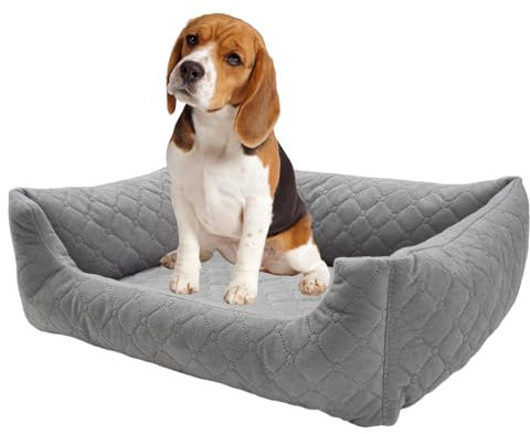 Odolplusz Hundebett Kleine Hunde und Katzen | Hundesofa Hundekorb mit erhöhten Ränder | verfügbar in Zwei Größen | (grau, S (58 x 47cm))