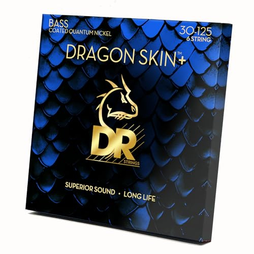 DRAGON SKIN+ DBQ6-30 Cordes pour basse en nickel enduit Quantum – Son supérieur avec sensation confortable et longue durée de vie : 6 cordes moyennes 30-125