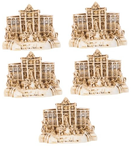 Warmhm 5 Stücke Realistische Trevi-brunnen Kirche Figurine Harz Gebäude Modell Büro Decor Desktop Skulptur