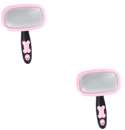 BESPORTBLE 2piezas Peine De Limpieza y Masaje Para y Gatos Herramienta De Aseo Ergonómica Grande Color Rosa Con Puntos y Pelaje