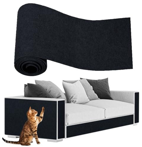 ENONCI Katzen Kratzmatte, Kratzmatte Selbstklebend, Katzenkratzschutz für Sofa Teppich, Anti-Kratz-Möbelschutz, Wiederverwendbarer Couch-Schutz für Haustiere (Schwarz, 200CM)