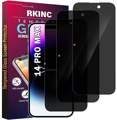 RKINC Screen Protector [3-Pack] for iPhone 14 Pro Max 6.7-Inch, Privacy Tempered Glass Film Screen Protector, [Anti Spy][LifetimeWarranty][Anti-Scratch][Bubble-Free]
