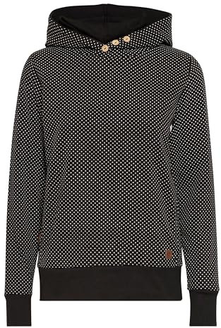 OXMO OXVera Damen Kapuzenpullover Hoodie Pullover mit Kapuze Eingrifftaschen Rippbündchen Baumwollmischung Regular fit, Größe:XXL, Farbe:Black (194007)