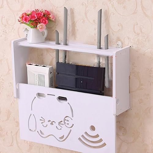 LVYXON Router Shelf Storage, Router Stand,No Drill Wall Mounted Modem Cable Router Cover Hider Rack Multifunctional Organizer Box (style2)