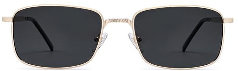 SOJOS Retro Rechteckig Metall Polarisiert Sonnenbrille Herren Damen 90er Eckig Trendy Klassisch UV400 Schutz Gold Grau Linse Sonnenbrillen SJ1215