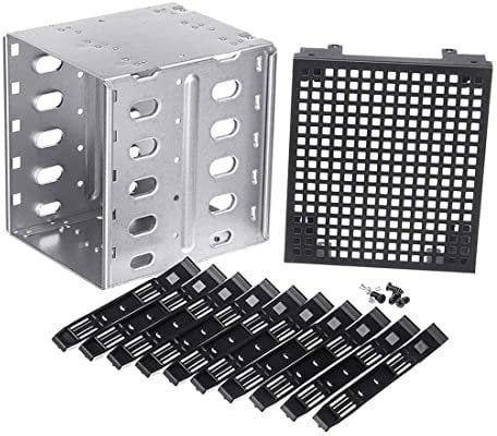 Jrifedptry 5.25 Inch to 5 x 3.5 Inch SATA HDD Cage Rack Hard Drive Disk Enclosure Disk Tray Adapter