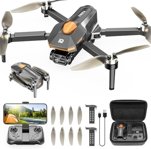 PLEGBLE Drones with Camera for Adults Kids 8-12, Brushless Motor Mini Foldable RC Quadcopter with WiFi, Tap Fly, Voice Control, Gesture Photography, Gift Toys for Men Boys