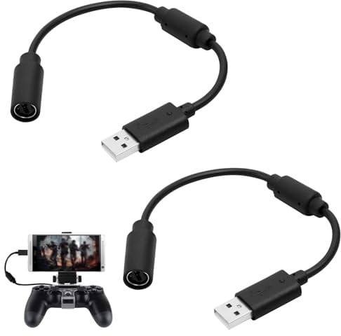 2 Pack USB Breakaway Cable for Xbox One Xbox 360 Wired Controller Breakaway Cable, Xbox USB Adapter Lead, Replacement Dongle Breakable Cord Lead Fits Logitech G920 Driving Force