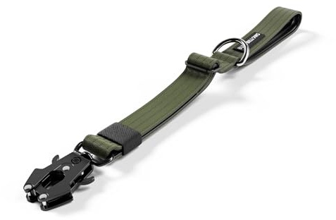 BullyBillows Traffic Hundeleine für Auto & Kontrolle – Khaki | Neopren-gepolsterter Kurzgriff, verstärkter Clip, 30 cm Länge. Ideal für Autofahrten und die Kontrolle kräftiger Hunde.