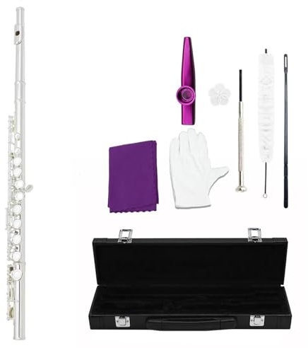 Querflöte Instrument Konzertflöte Mit 16 Geschlossenen Löchern In C-Klappe Und Piccoloflöte In E-Klappe Für Anfänger Für Üben Des Spielens(No Silver)