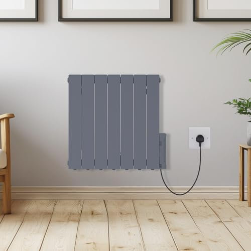 Warmehaus Wall Mounted Oil Filled Radiator Smart WiFi Connection, 7 Fins Portable Electric Heater with Child Lock Function, Adjustable Thermostat Daily & Weekly Timer, Energy Efficient 575x615mm 1200W