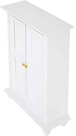 Puppenschrank, Miniatur Weiße Holzgarderobe Doll Kleidung Kleiderschrank Mini Schrank Dollhouse Garderobe für Puppenhausmöbel Accessoire