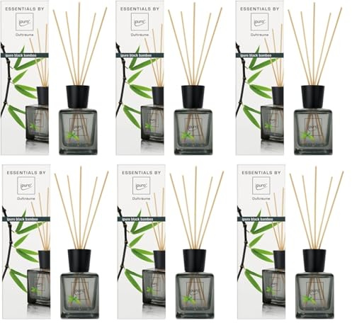 Ipuro 6X 50ml Black Bamboo Essentials Raumduft Glasbehälter mit Stäbchen