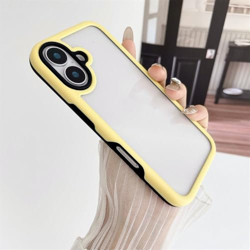 PYYLTTP Luxury Acrylic Clear Hard Phone Case For iPhone 16 15 14 13 Pro Max 16Plus Candy Color Frame Transparent Shockproof Cover,yellow,For iPhone 13 Pro