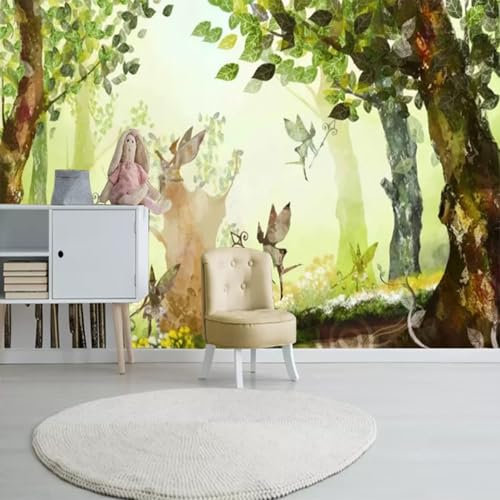 XLMING Abstrakter Zauberwald Kreative Rustikale Landschaft 3D Tapete Büro Esszimmer Sofa Schlafzimmer Wohnzimmer TV Dekorative Wand-430cm×300cm