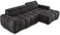 DomiMeble Ecksofa Bull 285x168x77/97 cm, Rechte Seite Mit Schlaffunktion, Elektrisch Ausziehbarer Sitzfläche, Verstellbaren Kopfstützen, Dunklen Buchenholzfüßen, Hydrophobem Eden-Bezugstoff - Schwarz