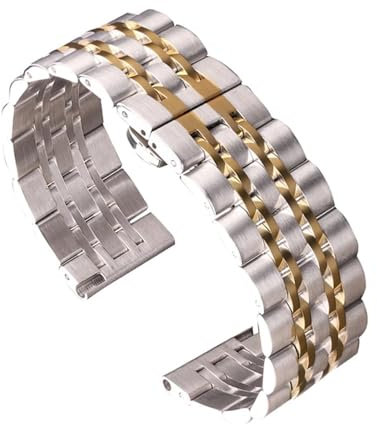 YSABVCP Correa de Reloj de Acero Inoxidable de 20 mm y 22 mm, Pulsera de Metal Macizo for Hombres y Mujeres, Color Plateado y Dorado, Compatible con Relojes Inteligentes Fit For Samsung Galaxy(Silver