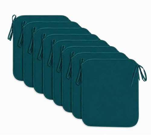 L S U Waterproof Chair Cushion Seat Pads Outdoor Tie-On Garden Patio Kitchen Office Chairs- Pack of 2, 4, 6, 8 (Pack 8 Green)