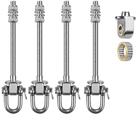 Mocoli 4 Piezas Ganchos para Columpios, Ganchos De Techo Resistentes M10x23cm Ganchos Giratorios De 180 Mm con Rodamientos para Hamacas De Yoga, Sacos De Boxeo Y Porches De hasta 680 Kg