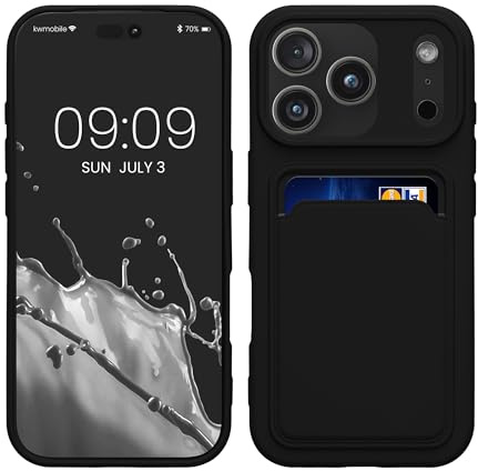 kwmobile Handyhülle für Apple iPhone 17 Pro Hülle mit Kartenfach - TPU Case - Kabelloses Laden - Schutzhülle Cover in Schwarz