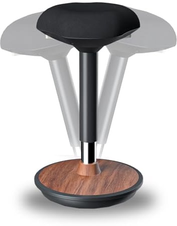 ERGO COLLECT Adult Wobble Stool - Anti-Fatigue Standing Desk Stool with 360° Rocking Non-Slip Curved Base, Height Adjustable 22-32 Inch Standing Chair for Home & Office,Walnut