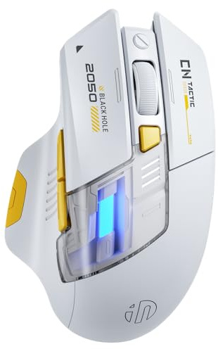 INPHIC A9 Explorer V2 Tri-Mode Silent Wireless Gaming Mouse, 12800 DPI | 2.4G/Type-C Wired/Rechargeable Bluetooth Wireless Mouse, 1000Hz, RGB Light Ergonomic Right Hand Gaming Mice for Deskto/Tablet