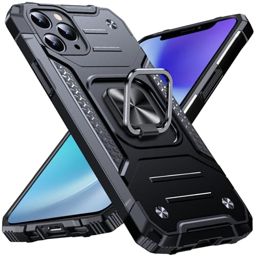 Anqrp Armor Handyhülle für iPhone 11 Pro Hülle mit Ring Halter Ständer, [Fallschutz in Militärqualität] Stoßfest Schutzhülle Kompatibel mit iPhone 11 Pro Case, Schwarz