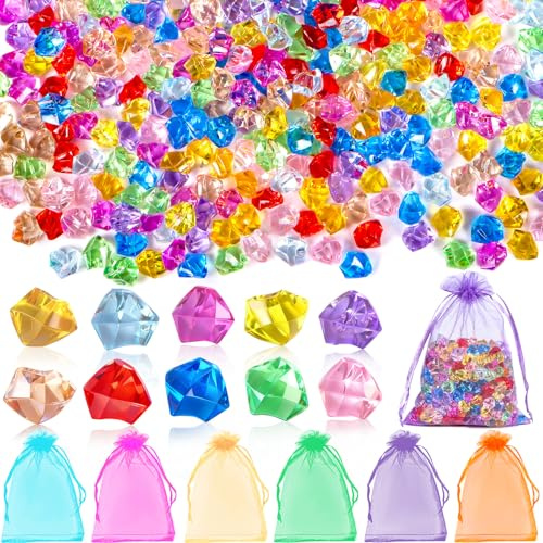 500 Stück Acryl-Dekodiamanten, Glitzersteine Kristalle mit 6 farbig sortierten Organizerbeuteln, Edelsteine für Hochzeitsdeko, Vasenfüllung, Party, Kunsthandwerk & Tischdekoration