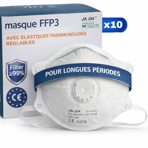 10 FFP3 Mund-und Nasenschutz Maske mit Ventil EC Zertifizierung, 5 lagige Maske , Staub- und Partikelschutzmaske, Schutzmaske mit hoher BFE-Filtereffizienz ≥ 99, 10 Atemschutzmaske