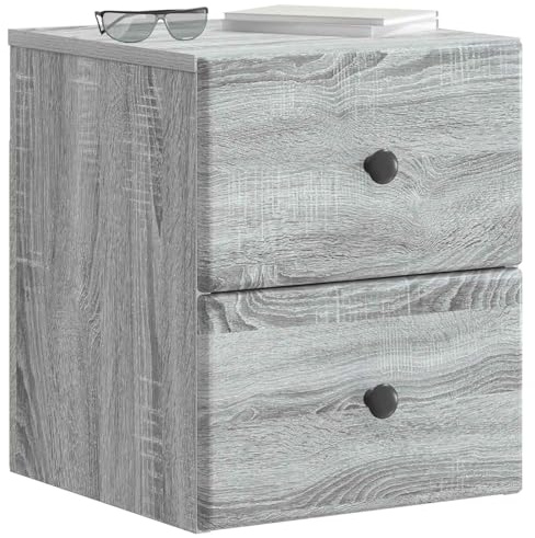 vidaXL Wandmontierter Nachttisch Graues Sonoma 34,5 x 33 x 40 cm, Geräumiger Nachttisch, rechteckig, moderner Schlafzimmer-Helfer für einen aufgeräumten Tisch