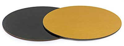 Decora, 0932551 Assiette sous-gâteau en Carton, Revêtue de Plastique, Épaisseur de 3 mm, Idéale pour présenter et Servir des gâteaux, Couleur Or et Noir, Diamètre de 28 cm.
