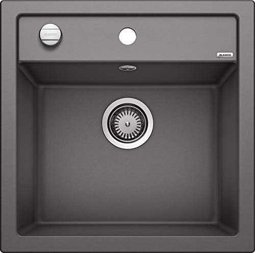 BLANCO DALAGO 5 | Granitspüle aus SILGRANIT felsgrau | Einbauart: Einbau von Oben | für 50 cm breite Unterschränke | Großes Beckenvolumen für optimale Nutzung | Reinigungsfreundliche Öberfläche