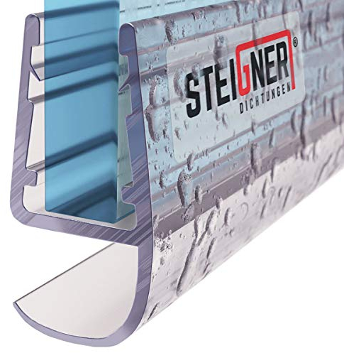 STEIGNER Junta de Ducha, Junta de Sellado, 60 cm, Espesor del Vidrio 5/6/7/8 mm, Junta Recta PVC, UK15