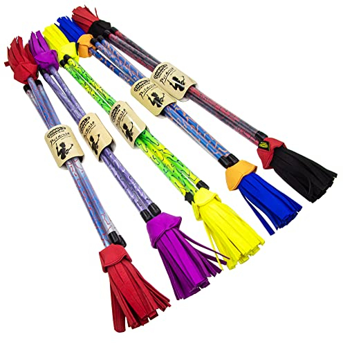 Juggle Dream Picasso Flowerstick con Ultra-Grip Silicona Recubierto Palos de Mano. Fibra de Vidrio Irrompible. para Malabares y Bailando (Plata/Rojas)