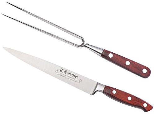 K SABATIER - Service À Découper - Fourchette Baïonnette 17 Cm Gamme Elegance - Acier Inoxydable - Manche Bois - 100% Forge - Entièrement Fabrique en France