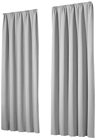 heimtexland Vorhang Blickdicht Thermovorhang Verdunklungsvorhänge 2er Set Kräuselband Deko Gardine isolierend Kälteschutz Sonnenschutz Schalldämmung Ökotex Typ139 Silber hellgrau HxB 175x135 cm