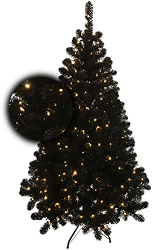 Excellent Trees Künstlicher Weihnachtsbaum Tannenbaum Christbaum Schwarz LED Stavanger Black 180 cm mit Beleuchtung, 350 Lämpchen Beleuchtet