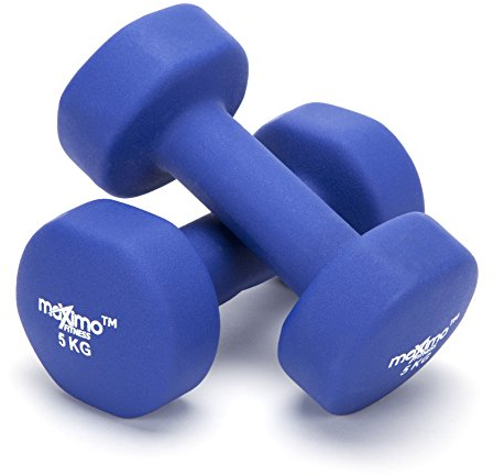 Neoprene Dumbbell Weights (Sold as One Pair) - 0.5kg, 1kg, 2kg, 3kg, 4kg, 5kg - Perfect Hand Weights for Strength Building, Muscle Toning, Home Gym and Rehabilitation. (Blue - 5kg x 2)