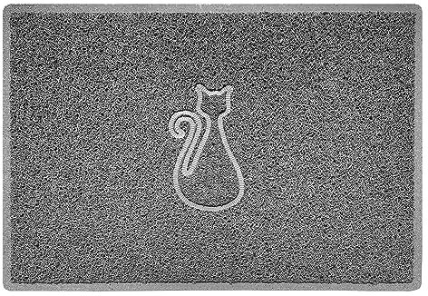 Nicoman CAT Embossed Shape Door Mat Dirt-Trapper Washable Barrier Doormat-(Use Indoor or Sheltered Outdoor)-(90x60cm/3x2ft,Large) Grey
