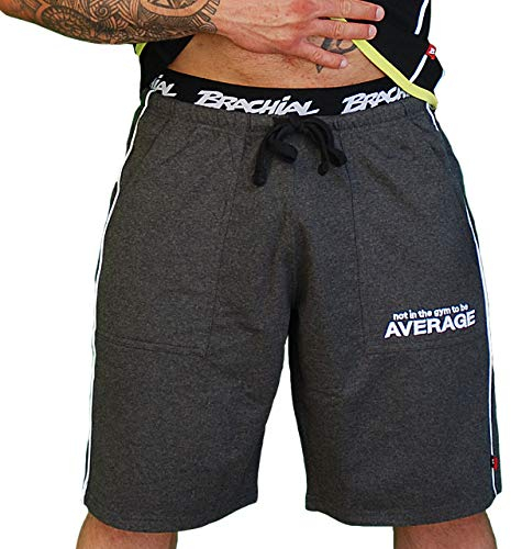 Brachial Premium Herren Kurze Hose Spacy Graumeliert L - Short Trainingshose für Fitness Bodybuilding Kraftsport Gym
