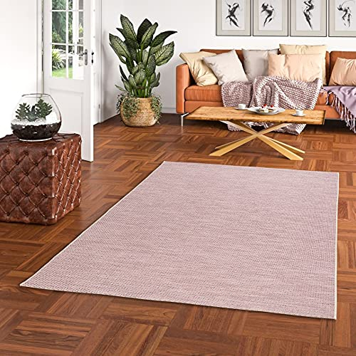 Pergamon In- und Outdoor Teppich Flachgewebe Cape Cod Rosa Uni Mix in 5 Größen