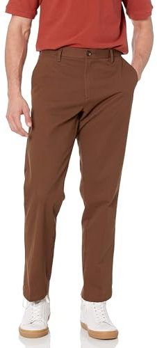 Amazon Essentials Men's Classic-Fit Wrinkle-Resistant Flat-Front Chino Trouser (Available in Big and Tall), Brown, 38W / 30L