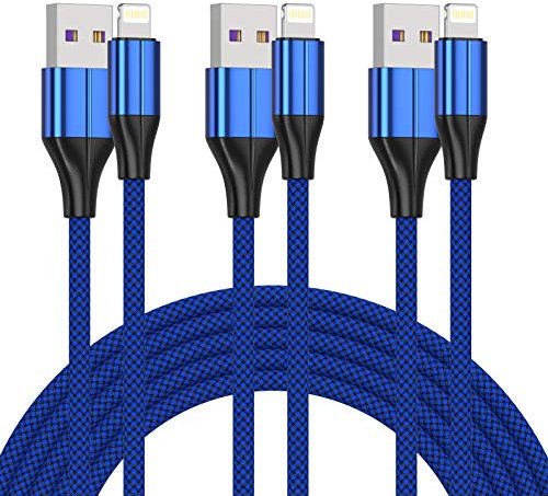 FEEL2NICE iPhone Charger Cable [MFi Certified],(3 Pack 2M) Nylon Braided Lightning Cable, iPhone Charging Cord USB Cable