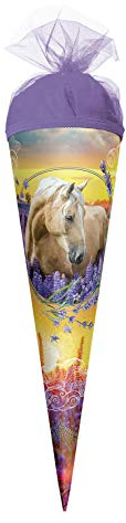 ROTH Geschenk-Schultüte klein Pferdeträume 50 cm - rund Tüllverschluss - Zuckertüte