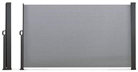 IDMarket - Biombo exterior retráctil (160 x 400 cm), color gris claro