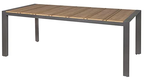 Möbel Jack Gartentisch - für 8 Personen - 198 x 100 cm - Anthrazit - Braun - Aluminium - Polywood - Esstisch Terrassentisch Balkontisch Loungetisch