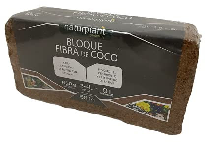 Naturplant. Sustratos Ecológicos - Bloque Fibra de Coco 650 Gramos. 10L. Sustrato - Coco Grow.