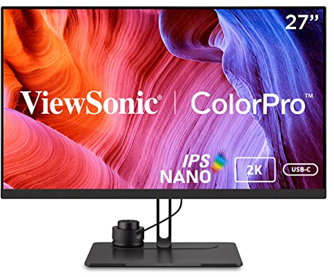 ViewSonic VP2776 27-inch Premium Nano IPS WQHD Ergonomic Monitor, 165Hz, 1ms, VESA HDR400, ColorPro Wheel, 90W USB-C, HDMI, DisplayPort, Hood, Professional Graphic Design, Photo & Video Editing,Black