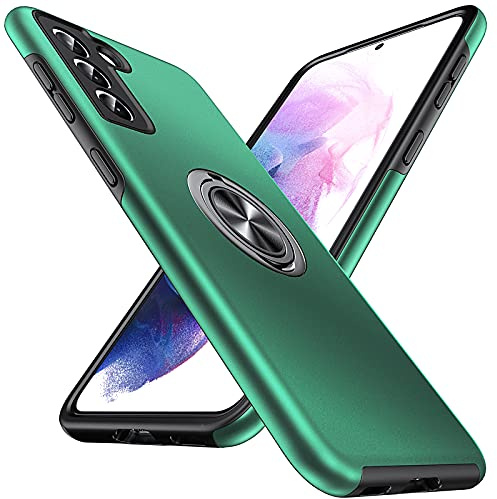 Anqrp Hiddenian Serier Hülle für Samsung Galaxy S21 Plus, [Eingebetteter Ständer] [Wärmeableitung] Schwerlast Mehrschichtig Schutzstoßstange Schutzhülle für Samsung S21 Plus (6,7 Zoll), Dunkelgrün